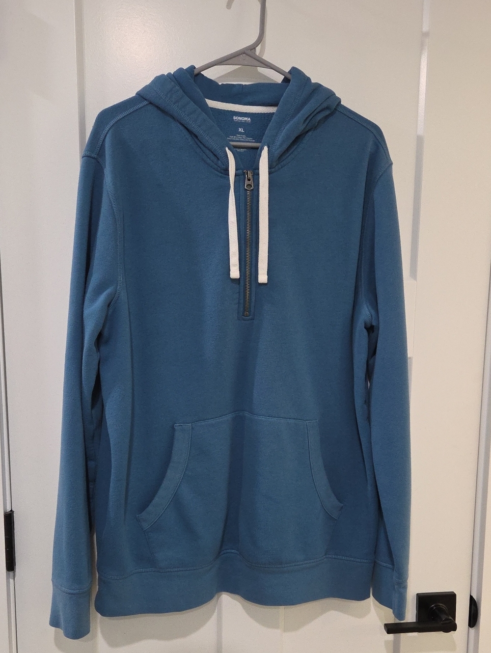 Sonoma Teal Half-Zip Hoodie with White Drawstrings